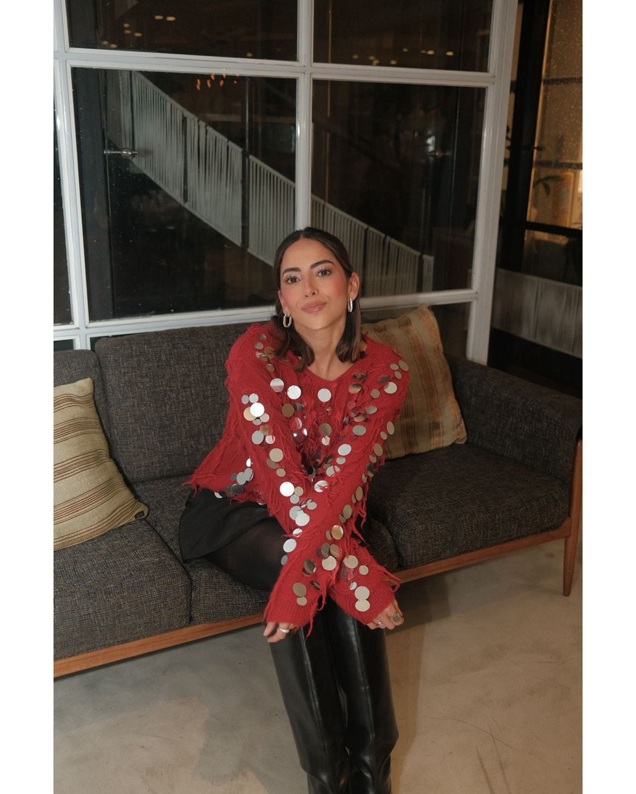 Sweater Burgundy con Lentejuela.