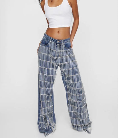 Jean  con Flecos en Rhinestone