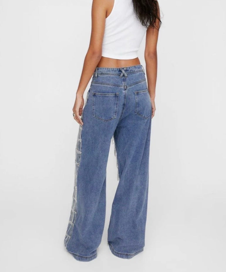 Jean  con Flecos en Rhinestone