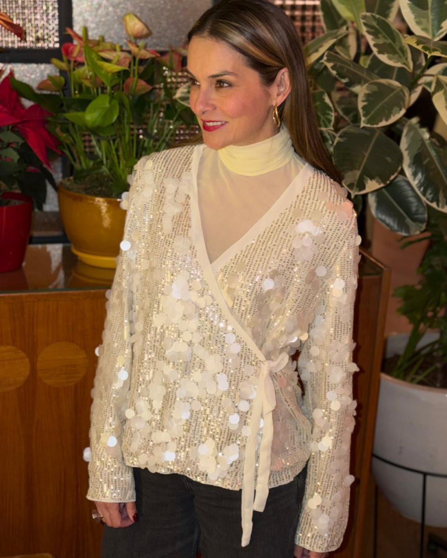 Cardigan en Lentejuela Cruzado Vm