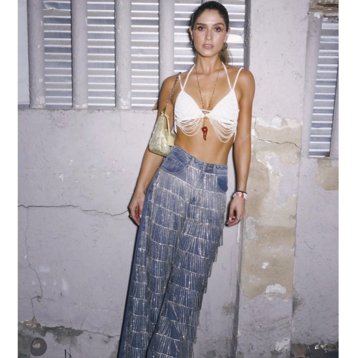 Jean  con Flecos en Rhinestone