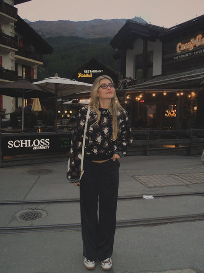 Sweater Animal Print con Perlas