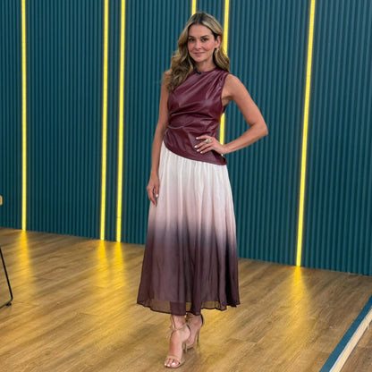 Vestido Midi 2 en 1 con Top en Cuero