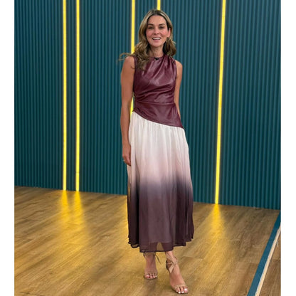 Vestido Midi 2 en 1 con Top en Cuero