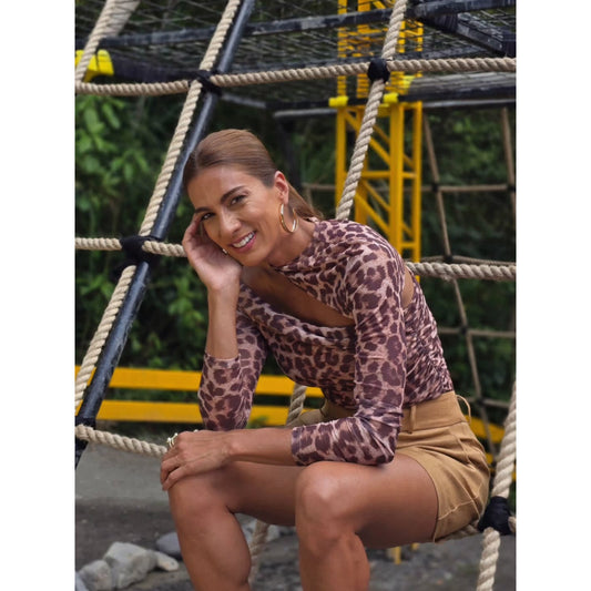 Bodysuit animal print asimétrico