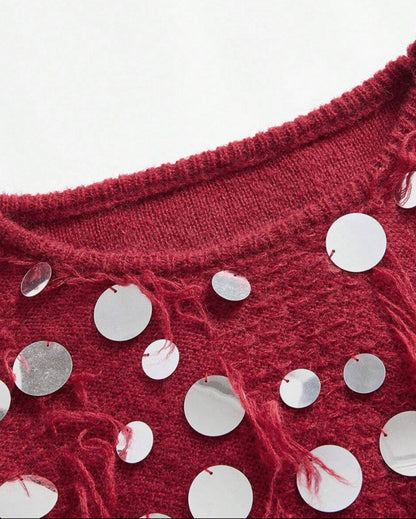 Sweater Burgundy con Lentejuela.