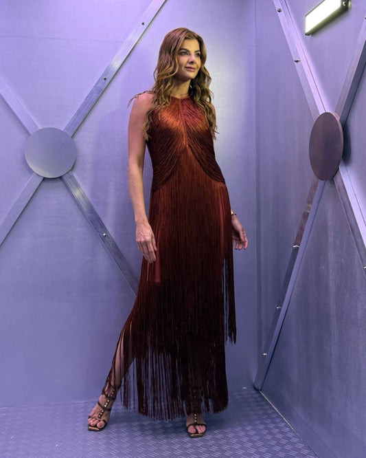 Vestido  Midi  con Flecos Vm