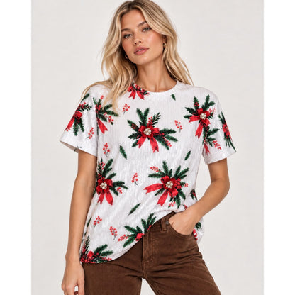 T shirt Lentejuela Navidad Lazos
