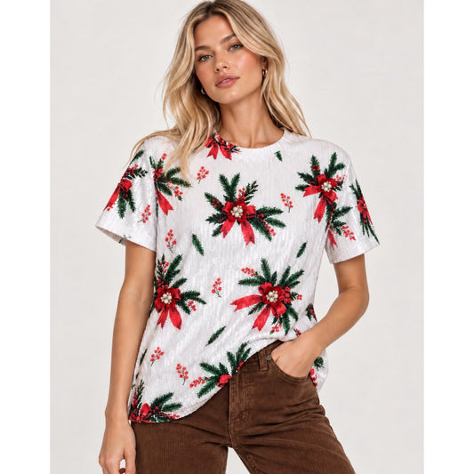 T shirt Lentejuela Navidad Lazos
