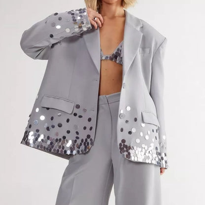 Oversized Blazer with GT Sequin Appliques