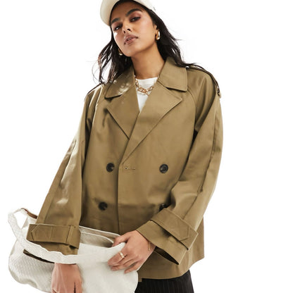 Chaqueta Estilo Trench Corta