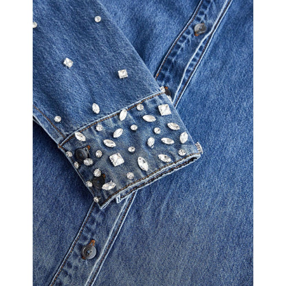 Camisa Denim con Apliques en Rhinestone