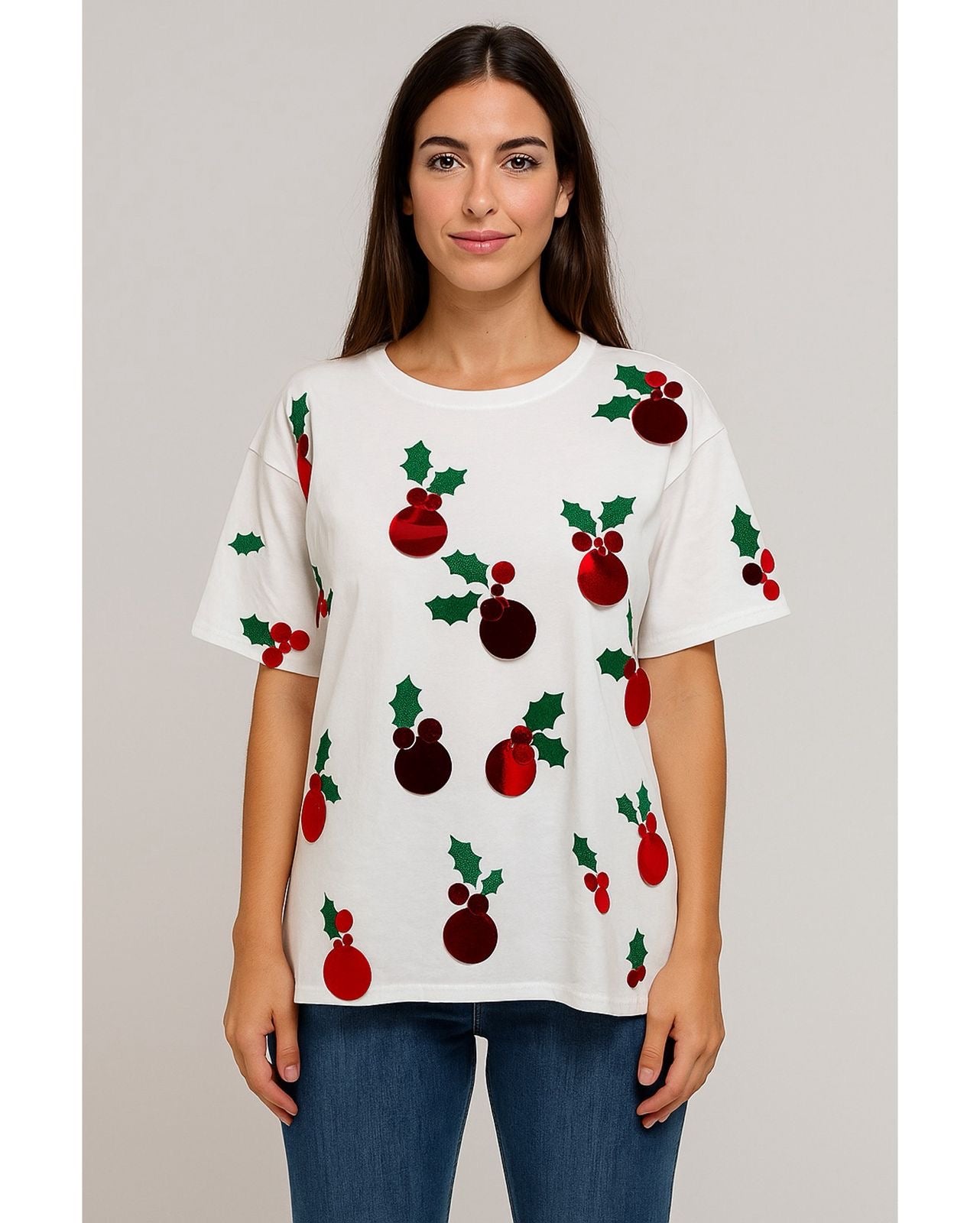 T-shirt Navideña Con Lentejuelas