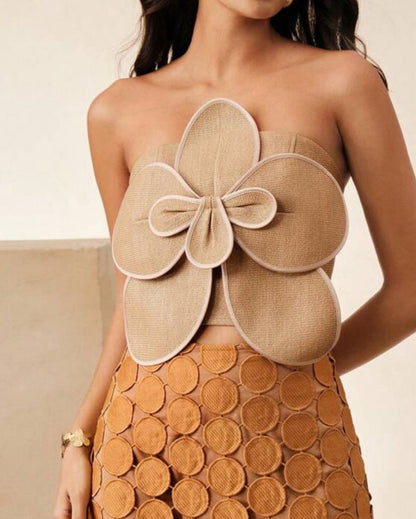 Crop Top  Flor Tridimensional VM